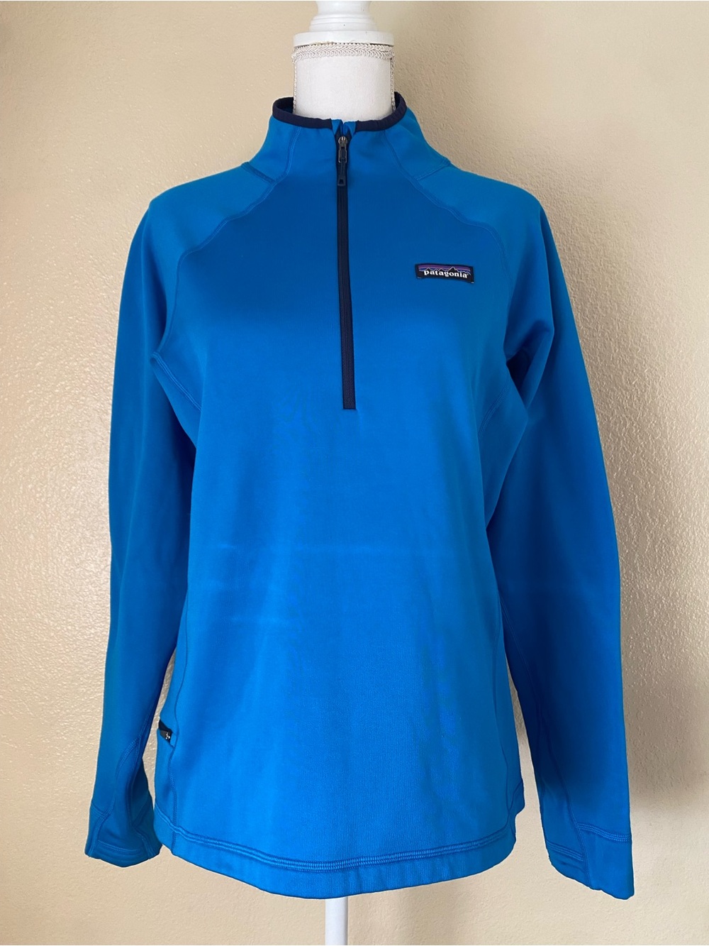 Patagonia Womens Crosstrek Blue 1/4 Zip Fleece Pullover Sweater